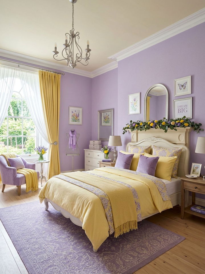 Pastel yellow and lavender bedroom - 30 pastel yellow bedroom ideas