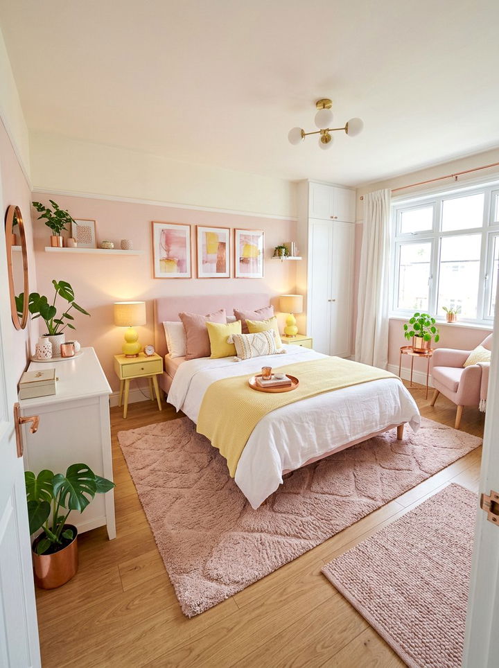 Pastel yellow and pink bedroom - 30 pastel yellow bedroom ideas