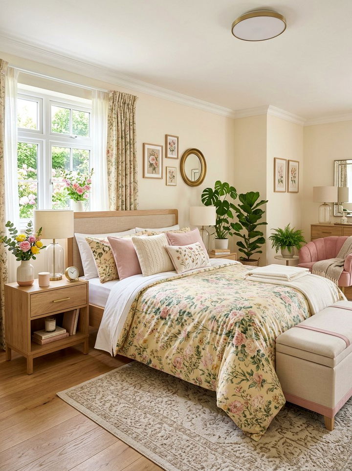 Pastel yellow floral bedroom - 30 pastel yellow bedroom ideas