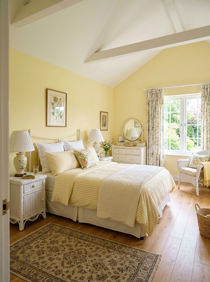 Pastel yellow vintage bedroom - 30 vintage bedroom color ideas