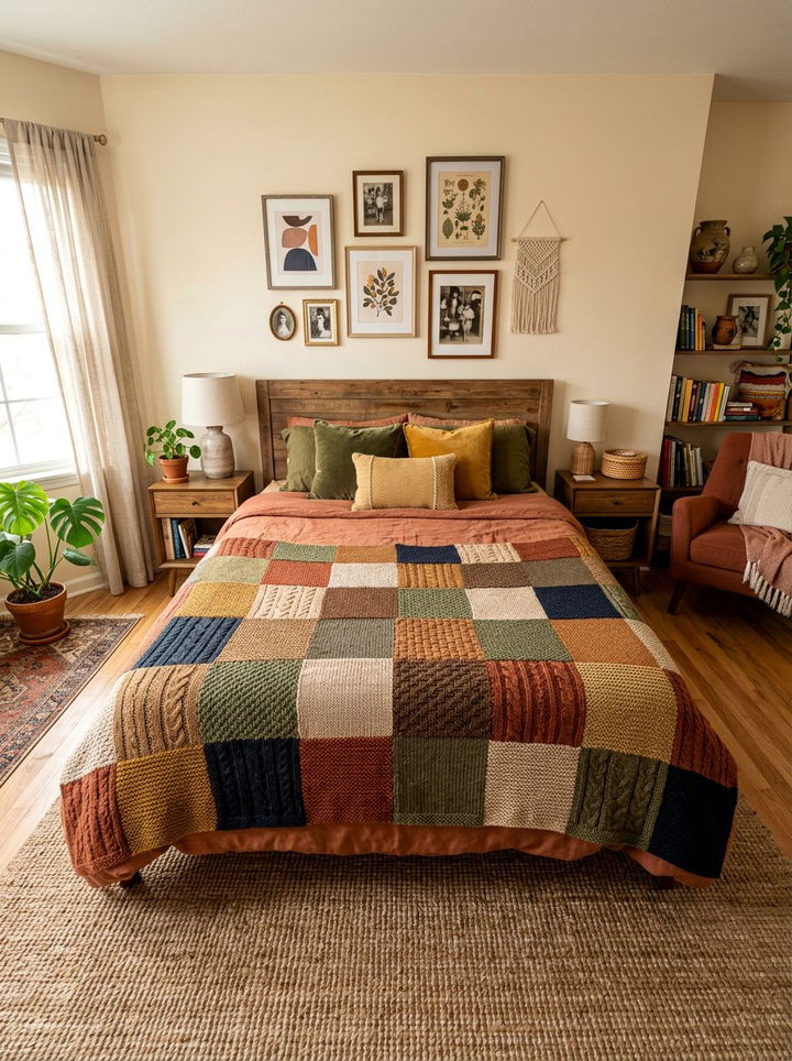 Patchwork Knit Blanket - 30 bedroom knit blankets