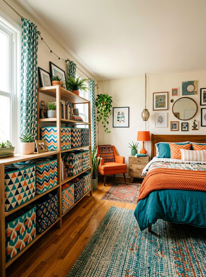 Patterned Fabric Bins For Personality - 30 bedroom storage bins