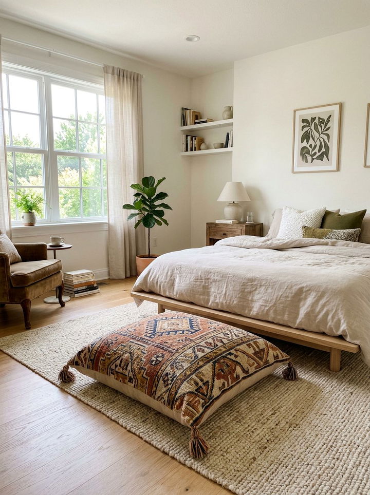 Patterned Floor Pillow - 30 one day bedroom ideas