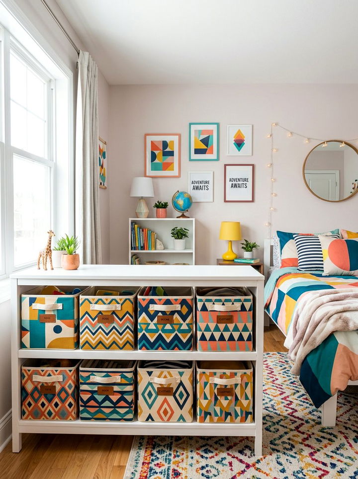 Patterned Storage Bins - 30 bedroom storage boxes