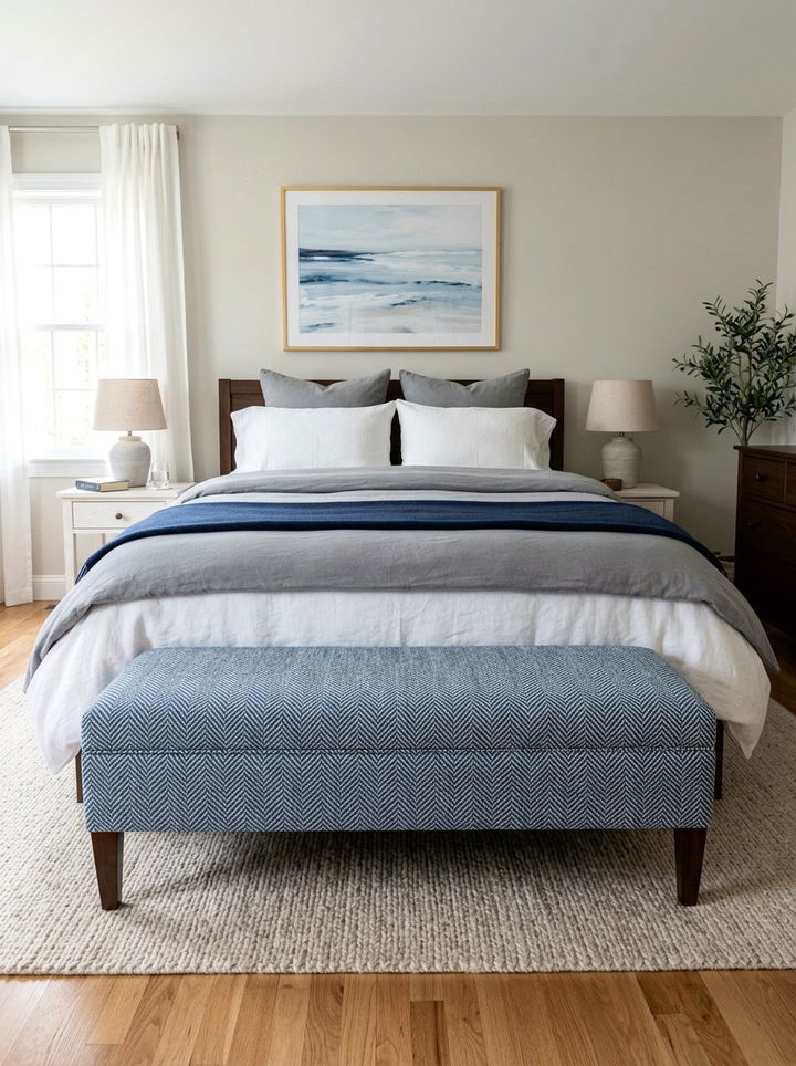 Patterned Upholstered Bench - 30 bedroom upholstered benches