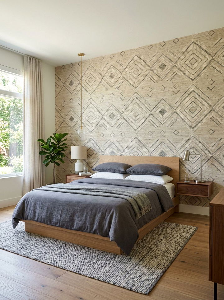Patterned grasscloth wallpaper - 30 bedroom grasscloth wallpapers