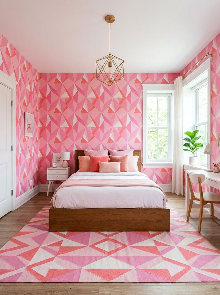 Patterned pink bedroom - 30 bubblegum pink bedroom ideas