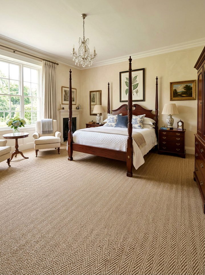 Patterned sisal carpet - 30 sisal bedroom ideas
