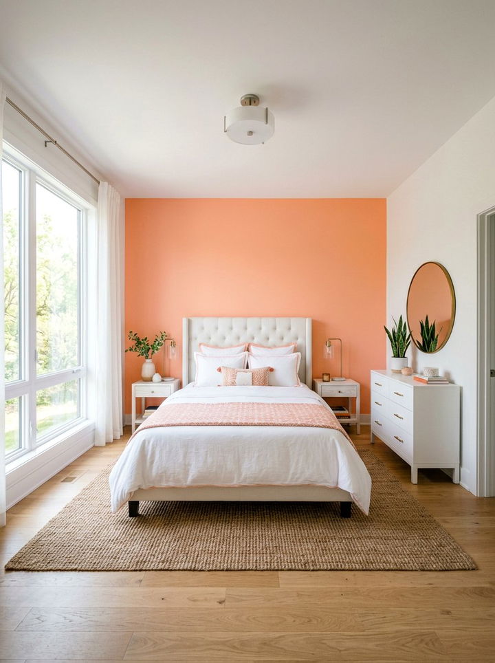 Peach Accent Wall Bedroom - 30 peach and white bedroom ideas