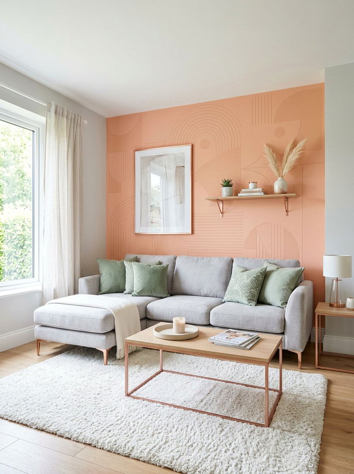 Peach Accent Wall - 30 colorful bedroom accent wall ideas