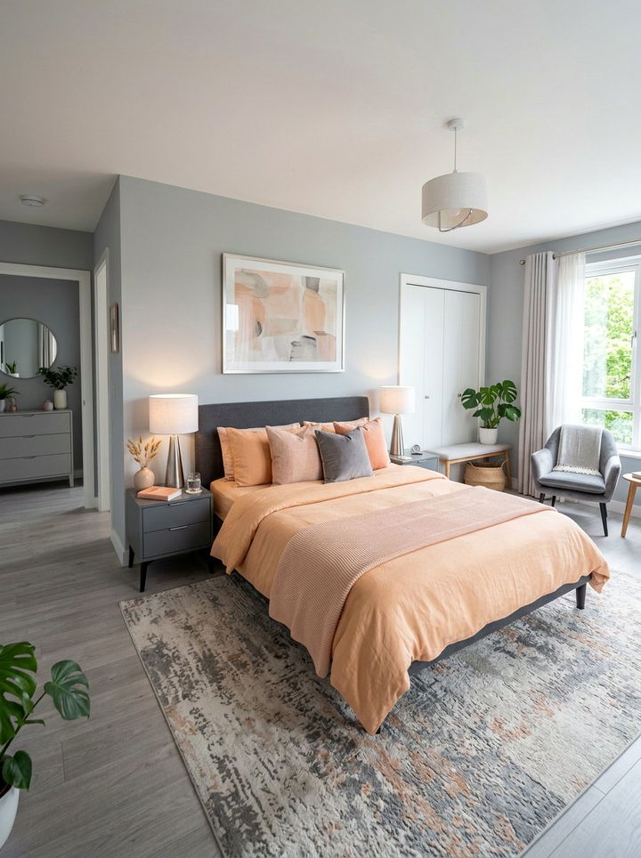Peach And Grey Bedroom - 30 orange bedroom decor ideas