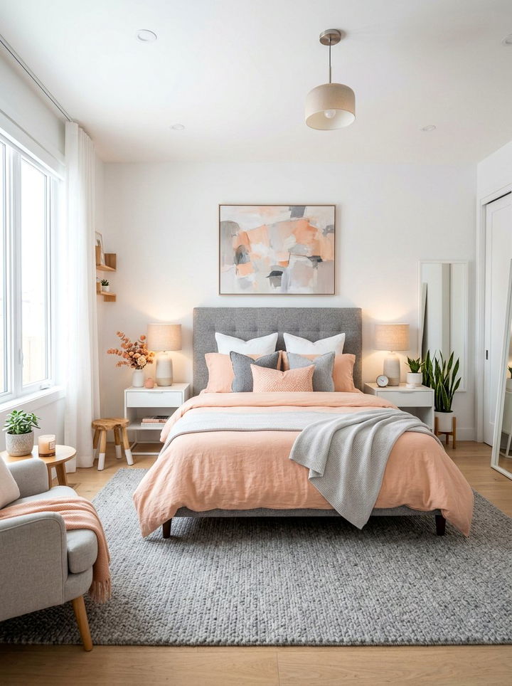 Peach And White Bedroom With Gray - 30 peach and white bedroom ideas