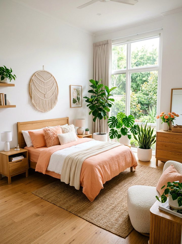 Peach And White Bedroom With Plants - 30 peach and white bedroom ideas