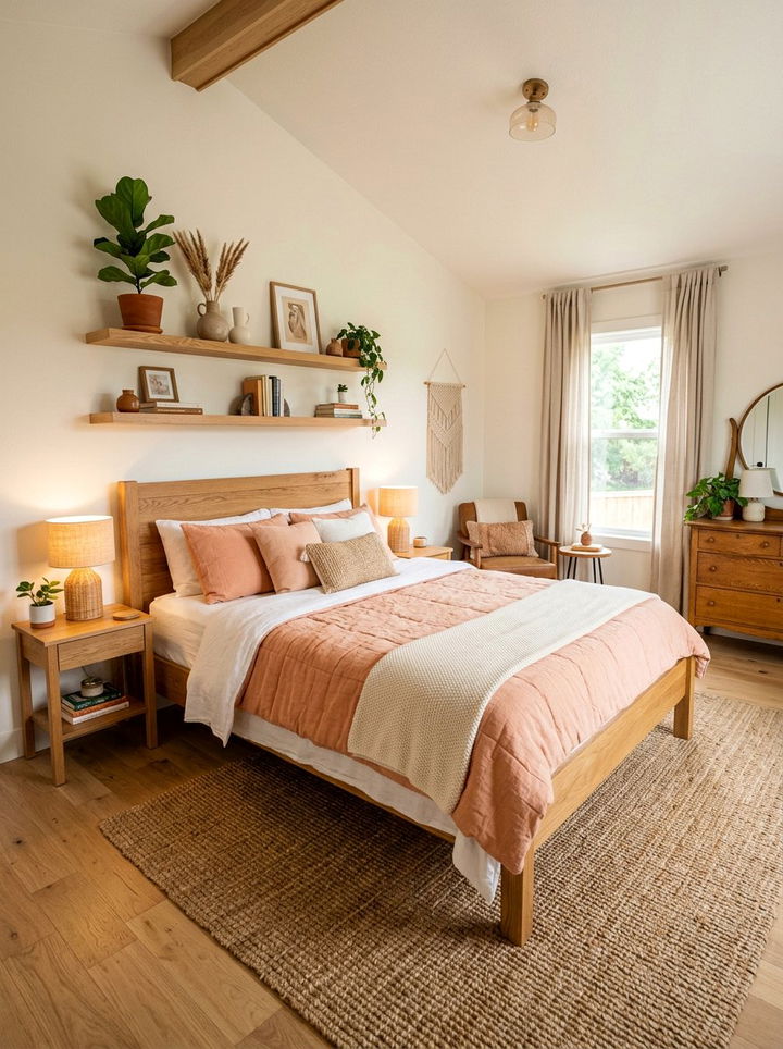 Peach And White Bedroom With Wood Accents - 30 peach and white bedroom ideas