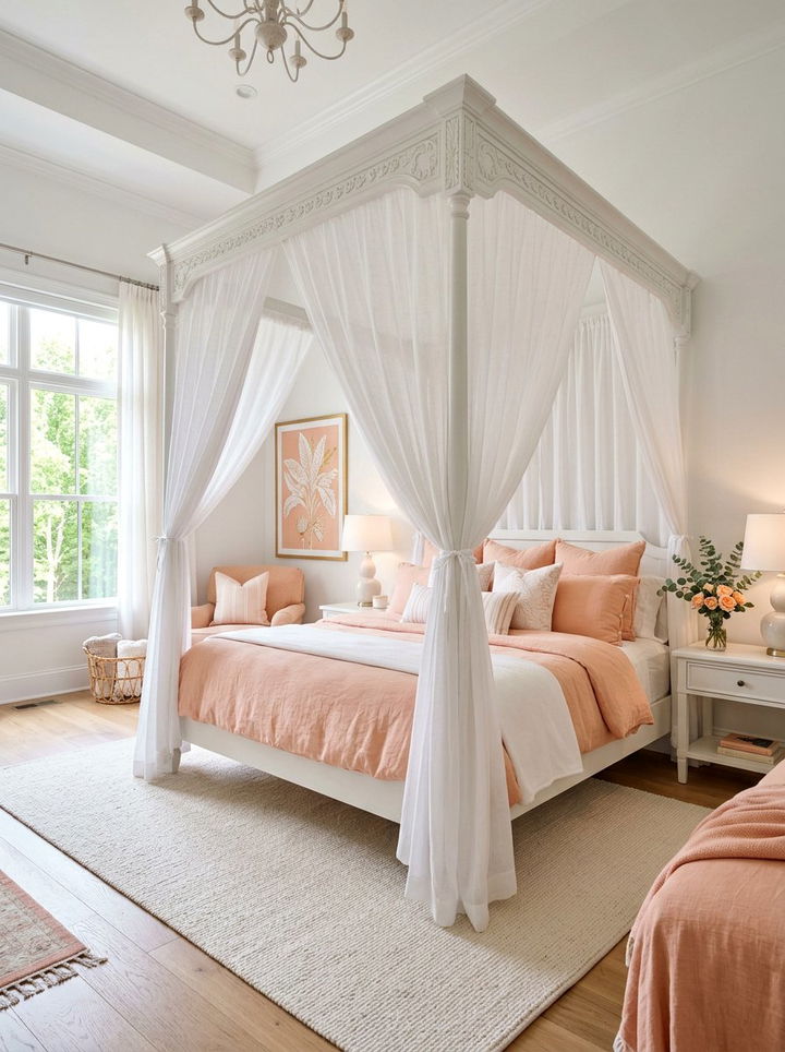 Peach And White Canopy Bedroom - 30 peach and white bedroom ideas