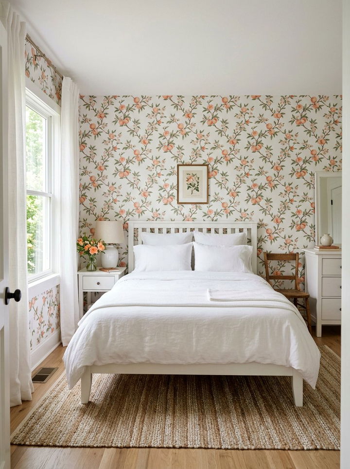 Peach Floral Wallpaper Bedroom - 30 peach and white bedroom ideas
