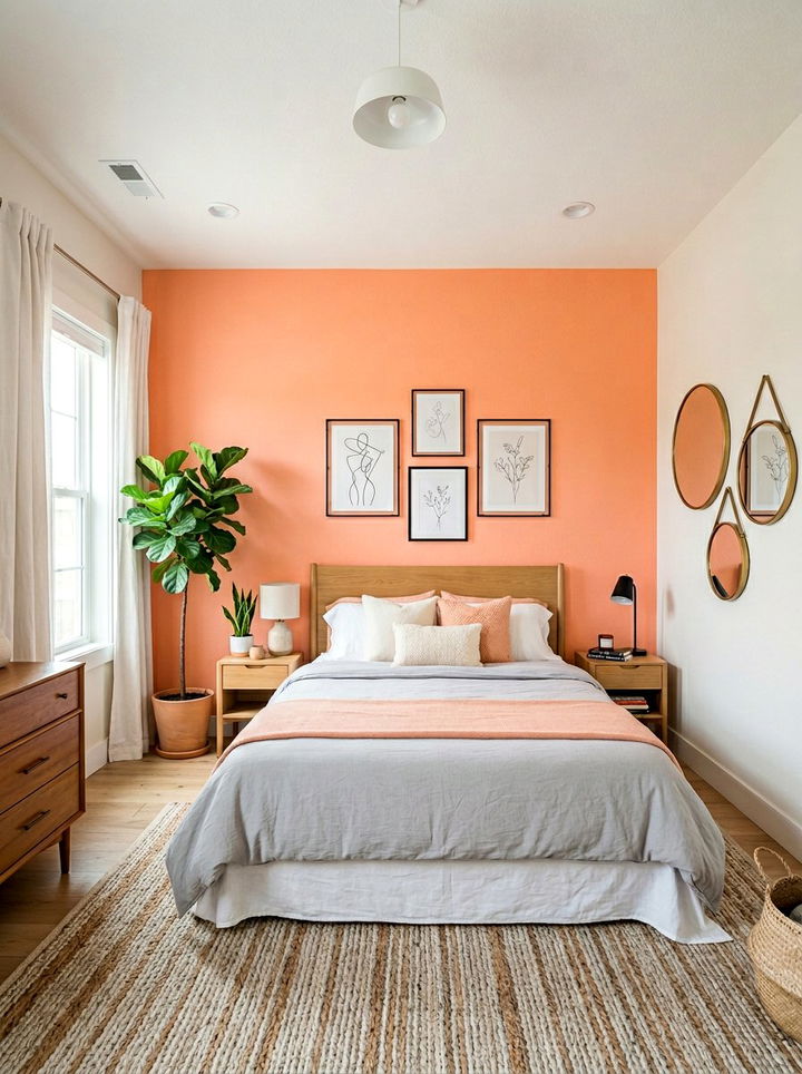 Peach accent wall bedroom - 30 peach bedroom ideas