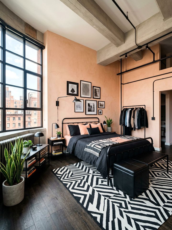 Peach and black bedroom - 30 peach bedroom ideas