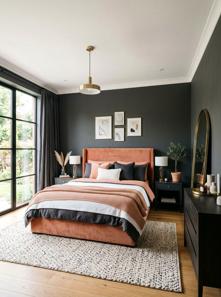 Peach and charcoal bedroom - 30 peach bedroom ideas