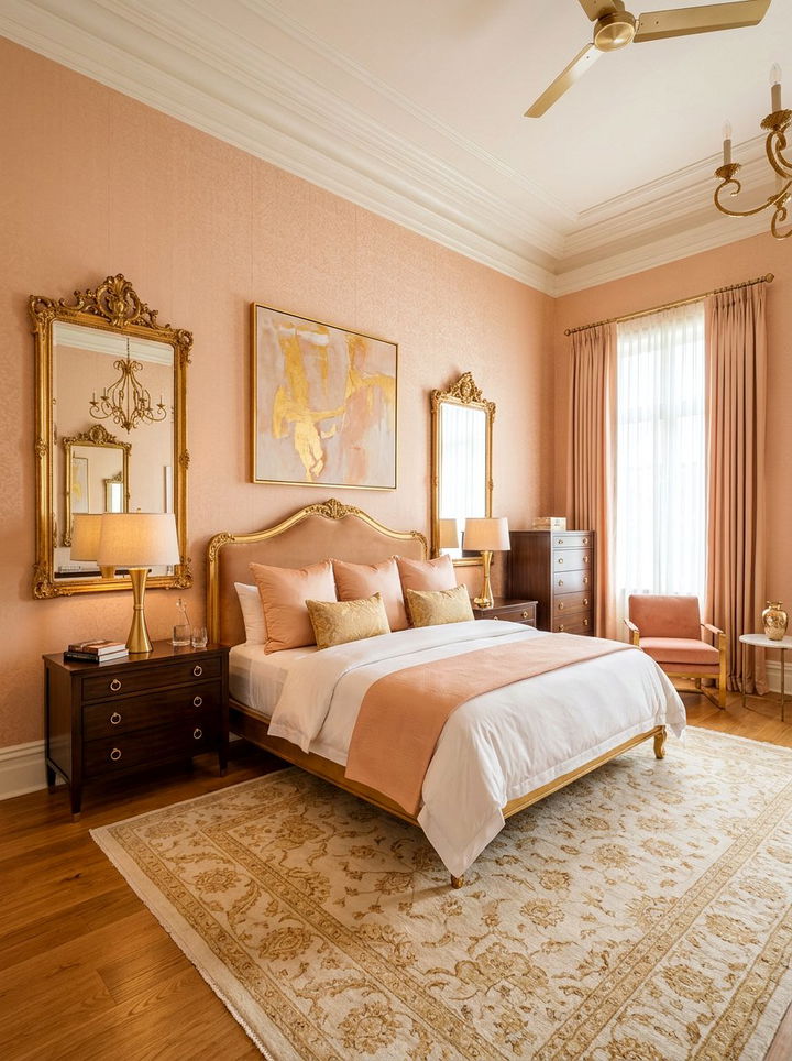 Peach and gold bedroom - 30 peach bedroom ideas