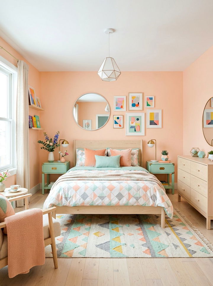 Peach and mint bedroom - 30 colorful bedroom ideas