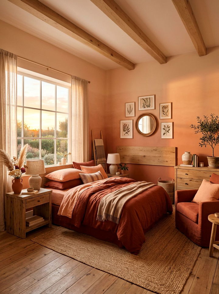 Peach and terracotta bedroom - 30 peach bedroom ideas