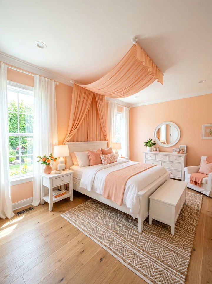 Peach and white bedroom - 30 two tone bedroom ideas