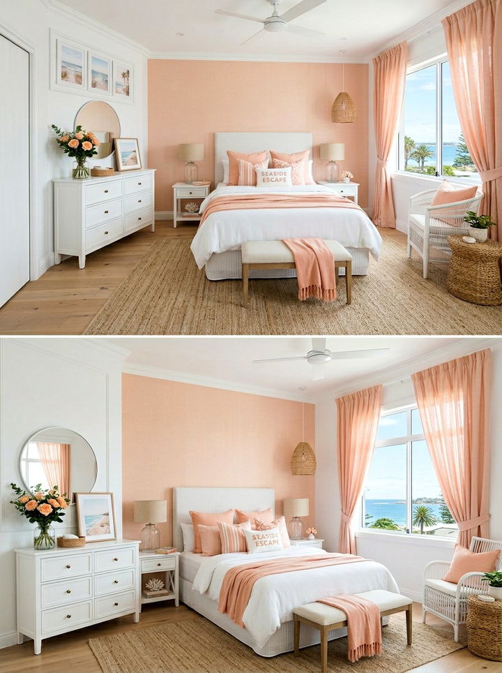 Peach and white bedroom - 30 peach bedroom ideas