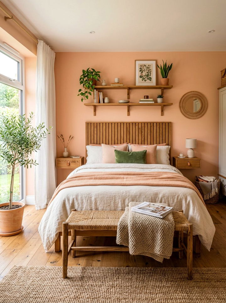 Peach and wood bedroom - 30 peach bedroom ideas