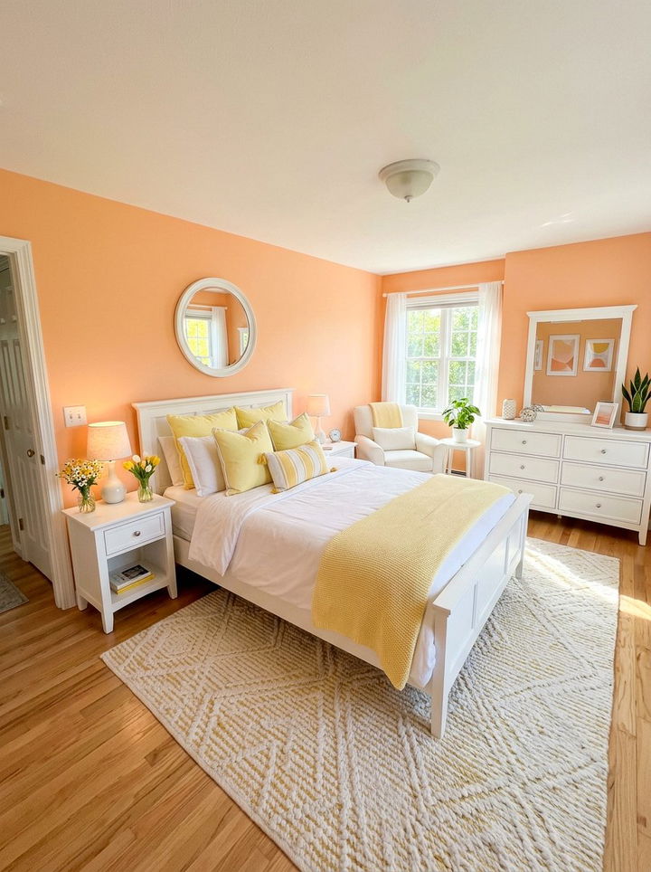 Peach and yellow bedroom - 30 peach bedroom ideas