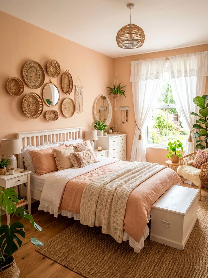 Peach boho bedroom - 30 boho bedroom color ideas