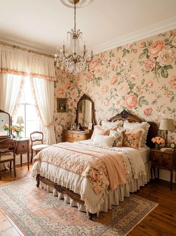Peach floral bedroom - 30 peach bedroom ideas