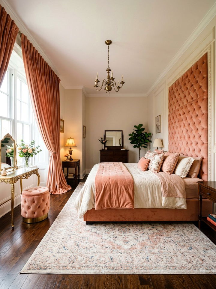Peach velvet bedroom - 30 peach bedroom ideas
