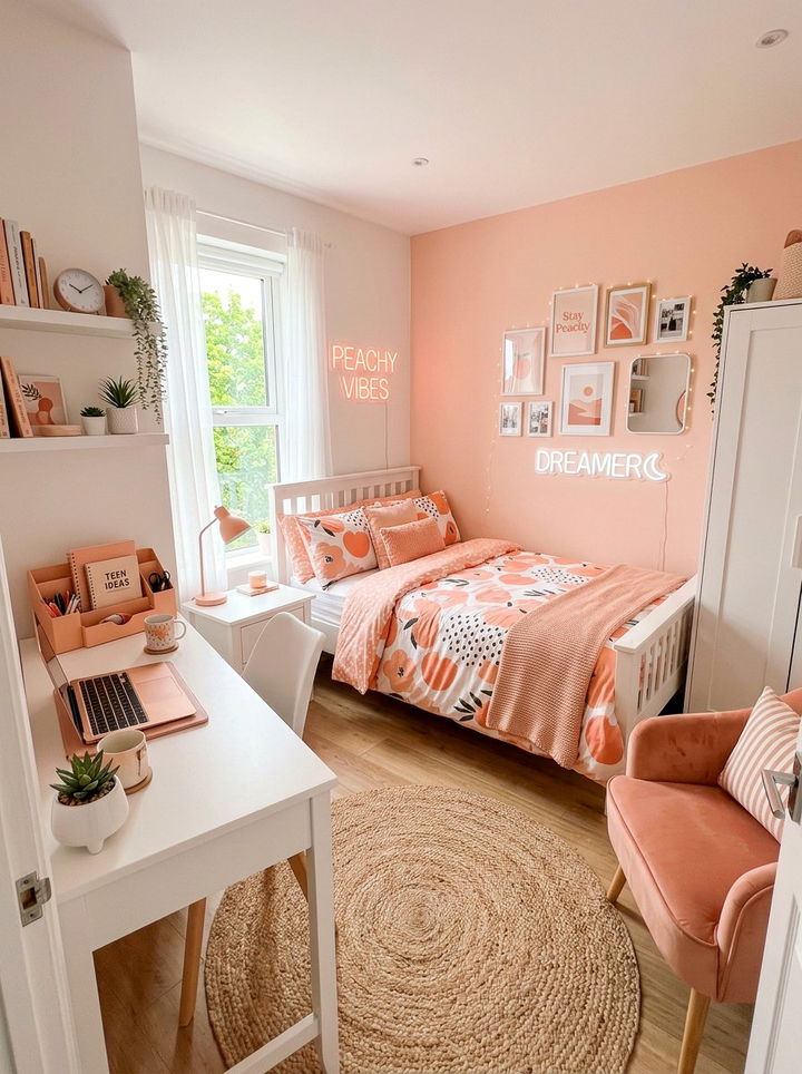Peachy pink white teen bedroom - 30 pinkish white bedroom ideas