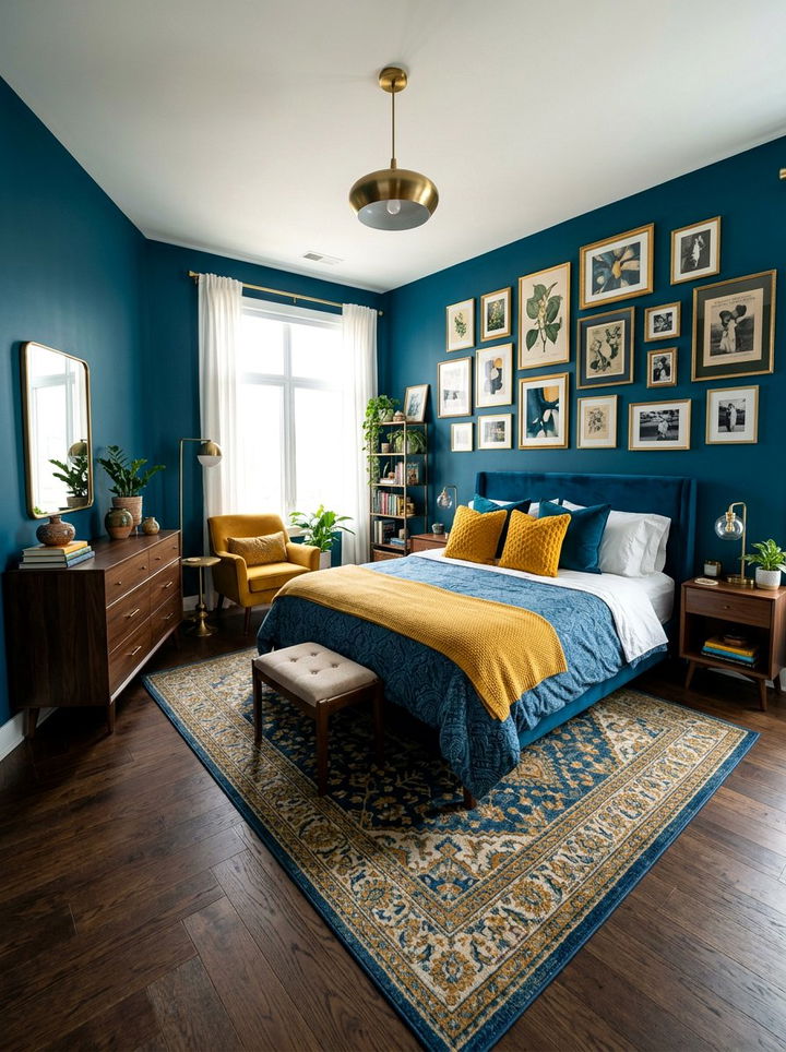 Peacock Blue Bedroom - 30 jewel tone bedroom ideas