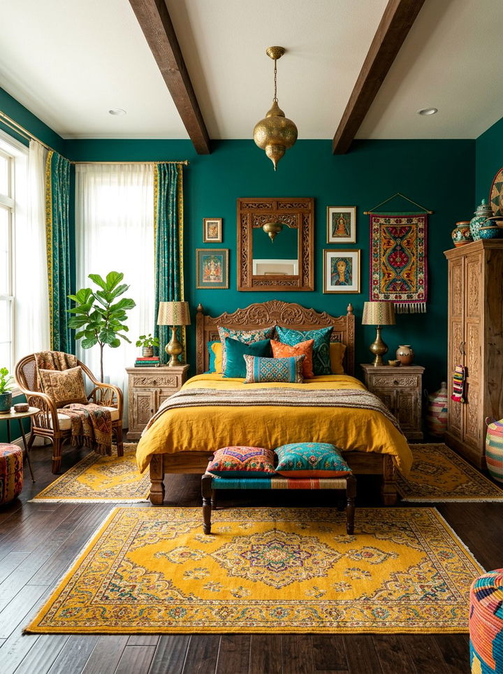 Peacock Green And Turmeric Yellow Bedroom - 30 yellow green bedroom ideas