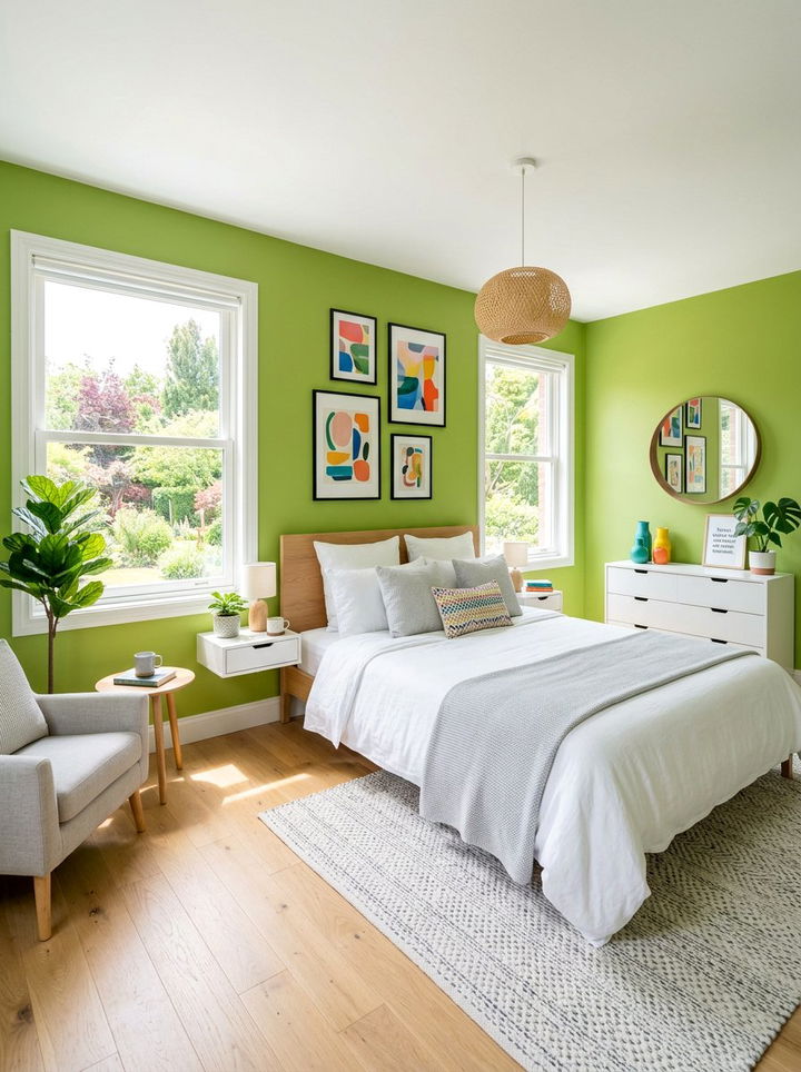 Pear Green Bright Bedroom - 30 green bedroom decor ideas