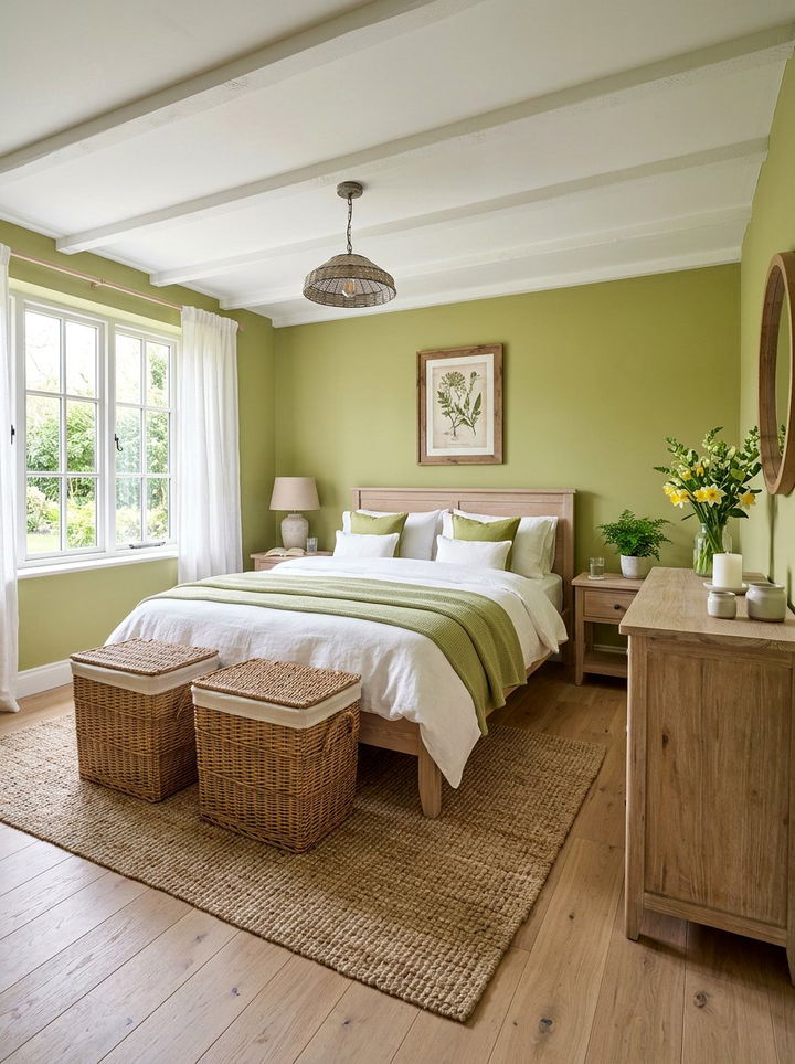 Pear green fresh rustic bedroom - 30 rustic green bedroom ideas