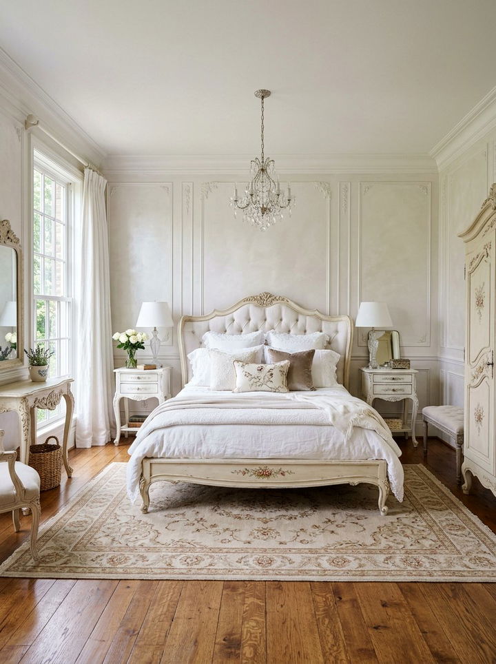 Pearl white french country bedroom - 30 pearl white bedroom ideas