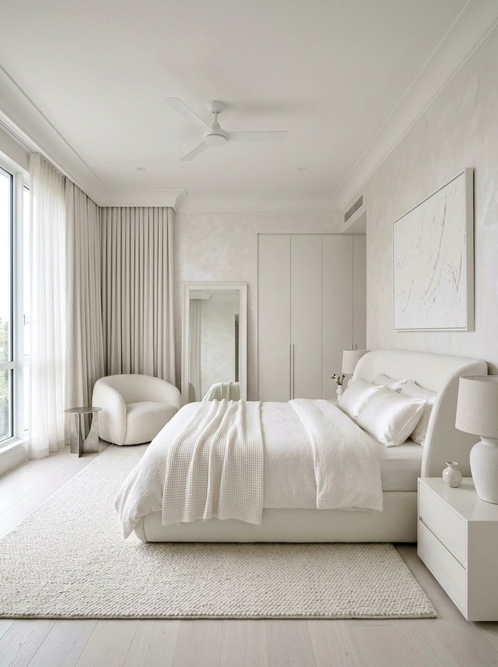 Pearl white monochromatic bedroom - 30 pearl white bedroom ideas