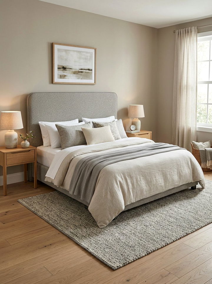 Pebble Grey Textured Fabric Headboard - 30 bedroom upholstered headboards