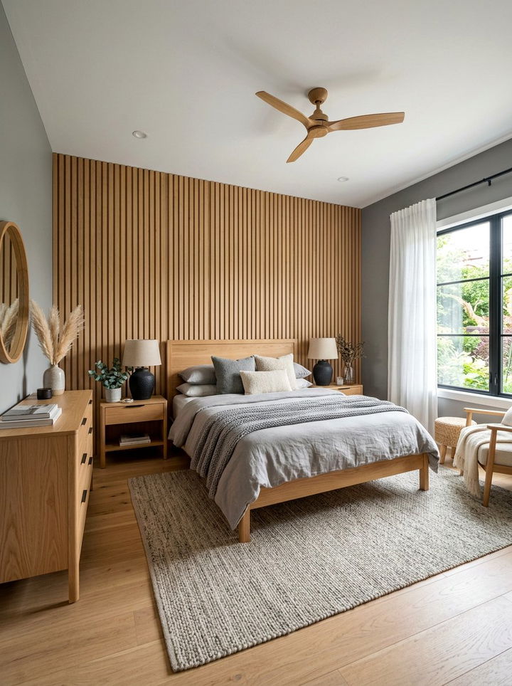 Pebble gray bedroom with wood accents - 30 pebble gray bedroom ideas