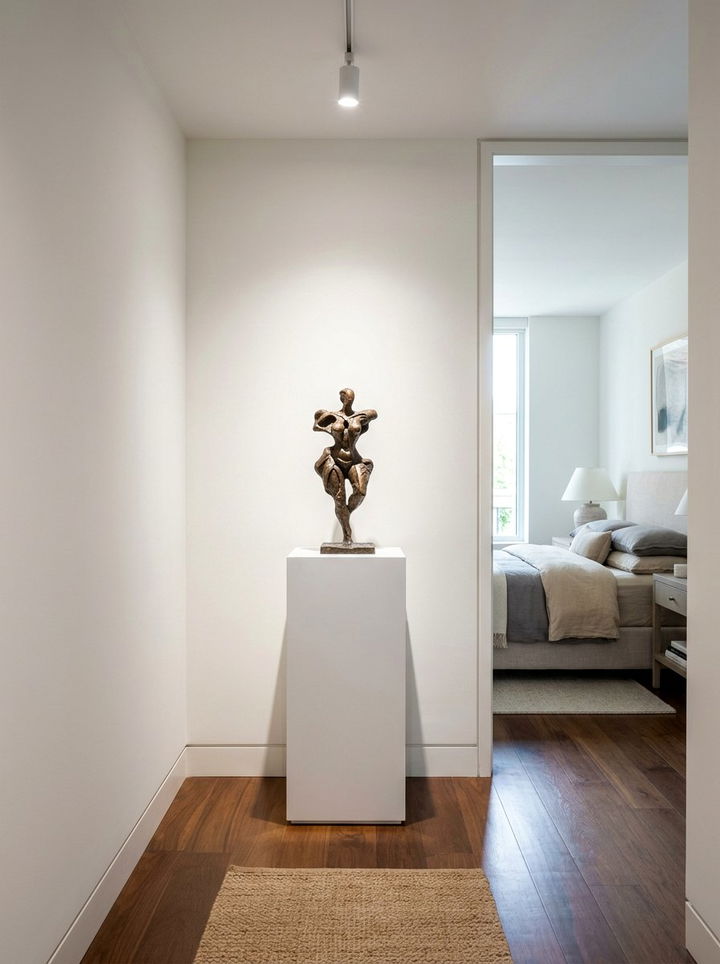 Pedestal With Sculpture - 30 bedroom entryway ideas