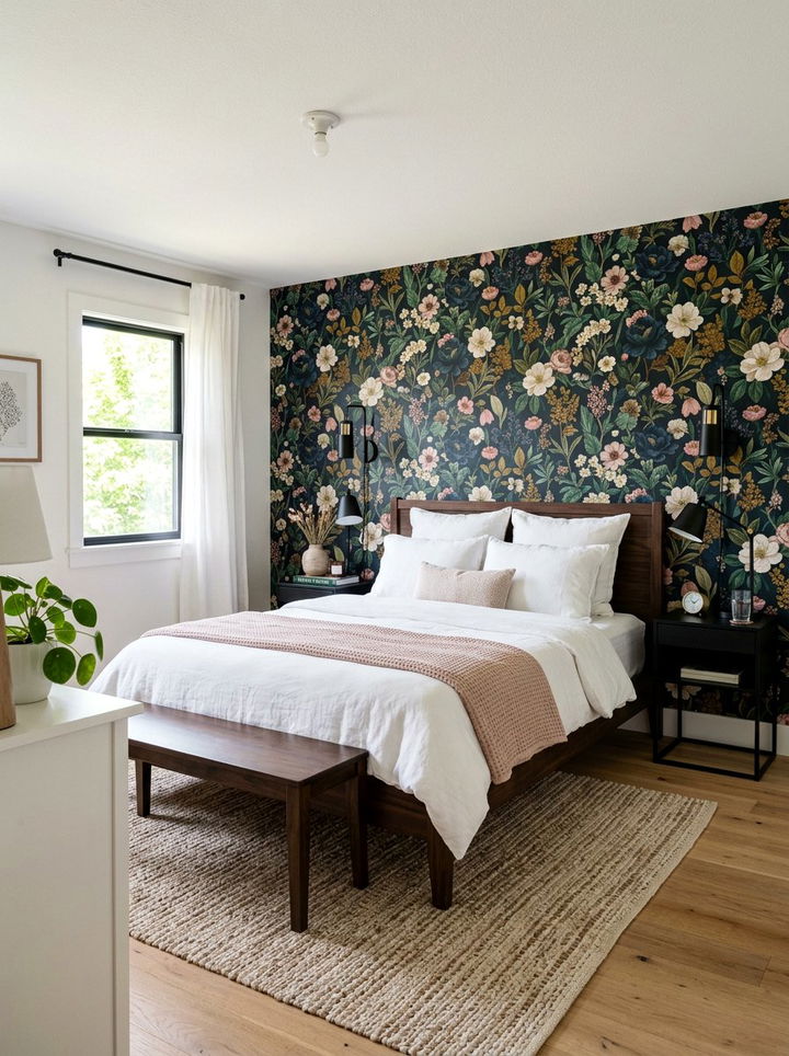 Peel and stick wallpaper - 30 no drill bedroom ideas