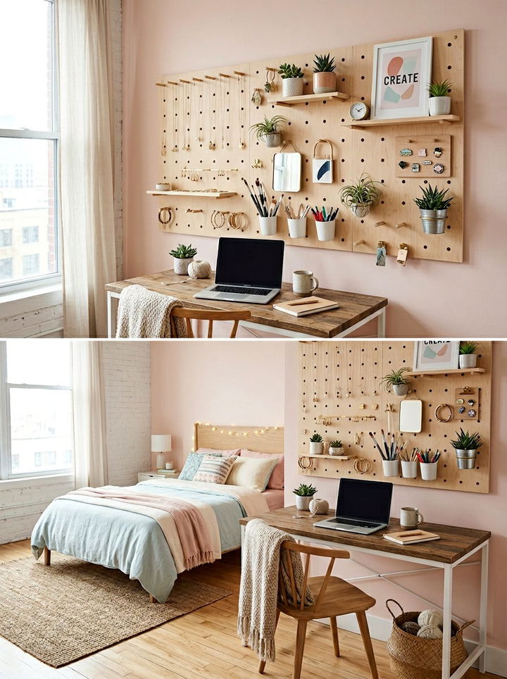 Pegboard Wall Organizer - 30 bedroom collection display ideas