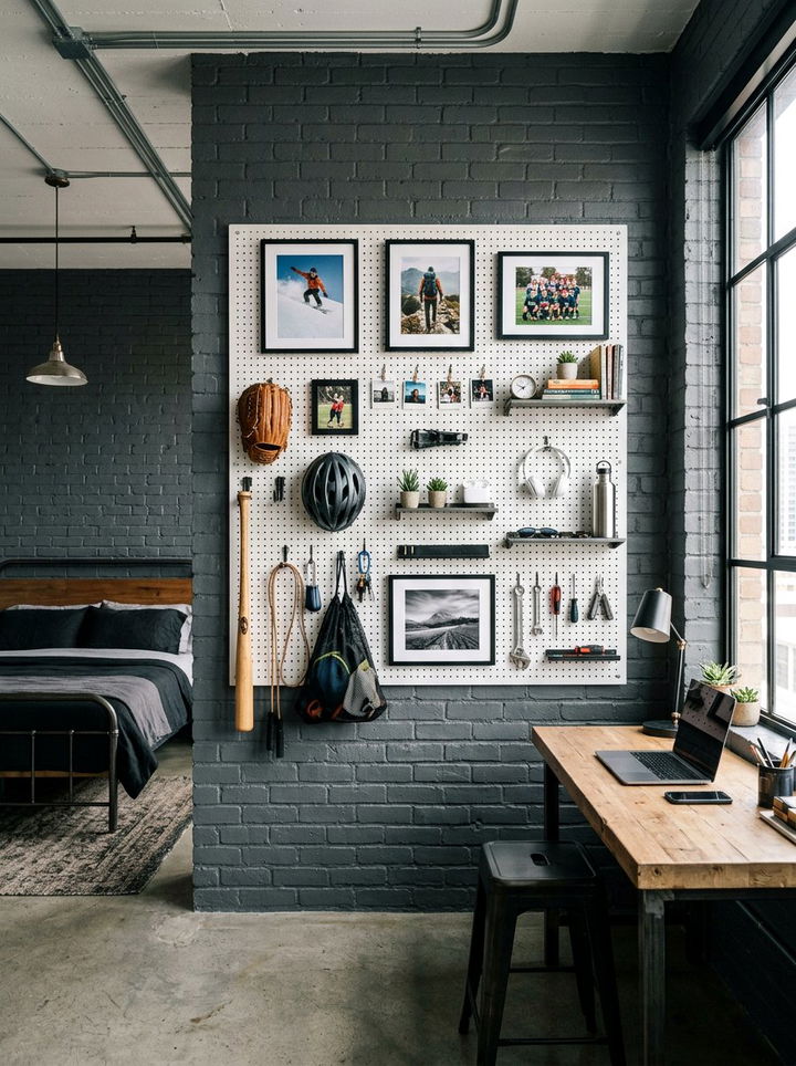 Pegboard Wall Organizer - 30 bedroom medal display ideas