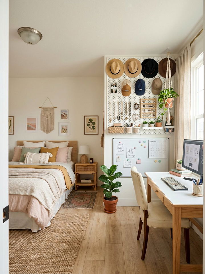 Pegboard Wall Storage - 30 bedroom creative storage ideas