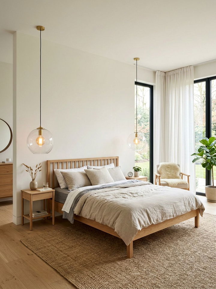 Pendant lights over nightstands - 30 bedroom dimmer lights ideas