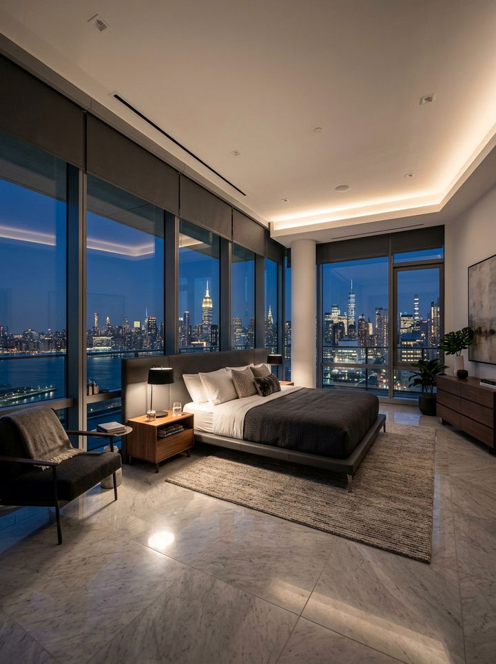 Penthouse City View Bedroom - 30 celebrity bedroom ideas