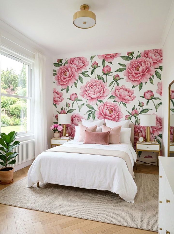 Peony Floral Wallpaper - 30 bedroom floral wallpapers